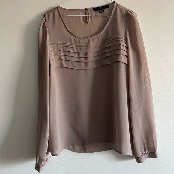 Forever 21 Nude Long Sleeve Blouse - Picture 1 of 3